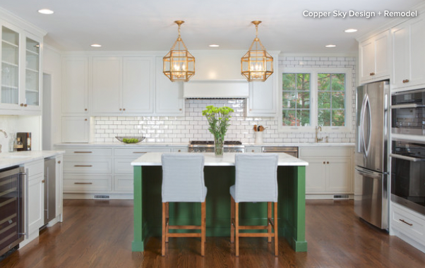 green kitchen island