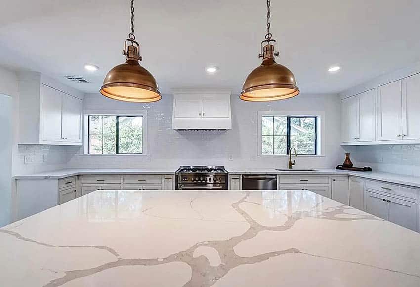 Calacatta Patriotic quartz