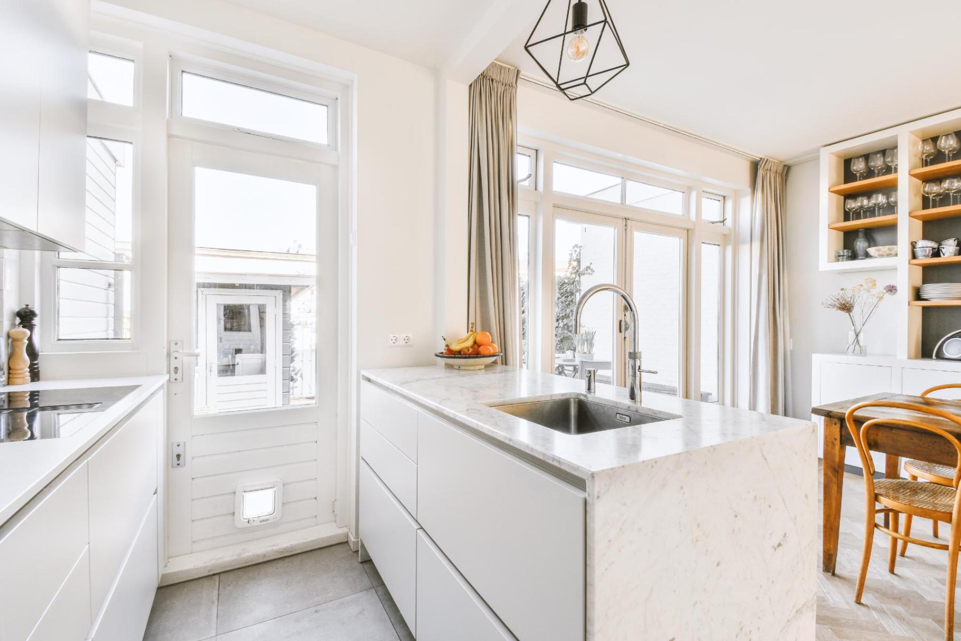 Open countertop display showcasing finished stone surface options